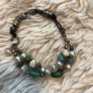 Turquoise and pearl bracelet
